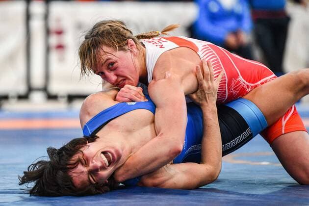 Bilder des Jahres 2020, Sport 11 November Sport Themen der Woche KW45 Sport Bilder des Tages WARSZAWA 05.11.2020 XXIV POLAND OPEN W ZAPASACH --- XXIX MEMORIAL WACLAWA ZIOLKOWSKIEGO --- LXIII MEMORIAL WLADYSLAWA PYTLASINSKIEGO --- XXIV POLAND OPEN IN WRESTLING IN WARSAW KATARZYNA KRAWCZYK MARIA PREVOLARAKI FOT. JACEK PRONDZYNSKI FOTOPYK NEWSPIX.PL --- Newspix.pl  201105JAC0011