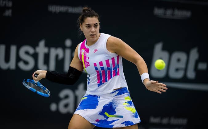 November 7, 2020, Linz, AUSTRIA: Ana Konjuh of Croatia in action during the first qualifications round at the 2020 Upper Austria Ladies Linz WTA, Tennis Damen International tennis tournament against Katarina Zavatska of Ukraine Linz AUSTRIA - ZUMAa181 20201107_zaa_a181_085 Copyright: xRobxPrangex