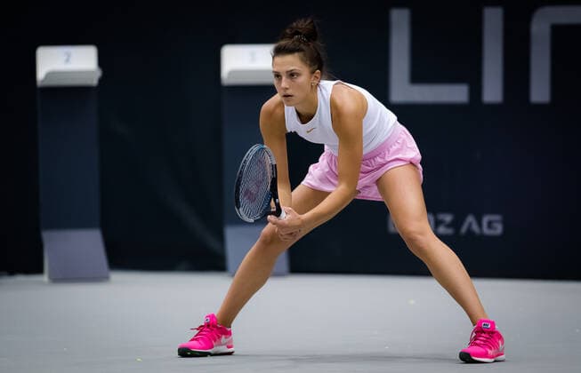 November 7, 2020, Linz, AUSTRIA: Jacqueline Cristian of Romania in action during the first qualifications round at the 2020 Upper Austria Ladies Linz WTA, Tennis Damen International tennis tournament against Mira Antonitsch of Austria Linz AUSTRIA - ZUMAa181 20201107_zaa_a181_137 Copyright: xRobxPrangex