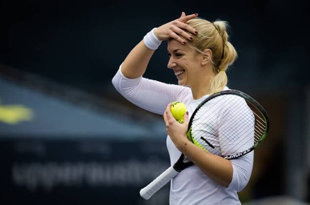 November 7, 2020, Linz, AUSTRIA: Sabine Lisicki of Germany in action during the first qualifications round at the 2020 Upper Austria Ladies Linz WTA, Tennis Damen International tennis tournament against Bibiane Schoofs of the Netherlands Linz AUSTRIA - ZUMAa181 20201107_zaa_a181_180 Copyright: xRobxPrangex