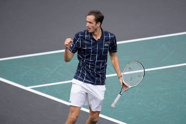 joie de Daniil Medvedev (Rus) TENNIS : Rolex Paris Masters - Finale - 08 11 2020 JBAutissier Panoramic 
