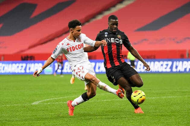 37 SOFIANE DIOP (MONA) - 02 STANLEY NSOKI (NICE) - BUT FOOTBALL : Nice vs Monaco - Ligue 1 Uber Eats - 08 11 2020 FEP Panoramic 