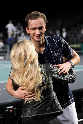 Daniil Medvedev (Rus) avec sa femme Daria Medvedeva TENNIS : Rolex Paris Masters - Finale - 08 11 2020 JBAutissier Panoramic 