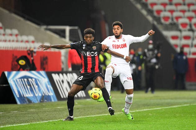 13 WILLEM GEUBBELS (MONA) - 24 ANDY PELMARD (NICE) FOOTBALL : Nice vs Monaco - Ligue 1 Uber Eats - 08 11 2020 FEP Panoramic 