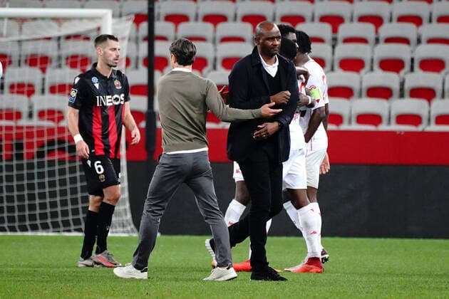 Patrick Vieira (entraineur de l OGC Nice) - Niko Kovac (entraineur de l AS Monaco) FOOTBALL : OGC Nice vs AS Monaco - Ligue 1 Ubereats - Nice - 08 11 2020 NorbertScanella PanoramiC 