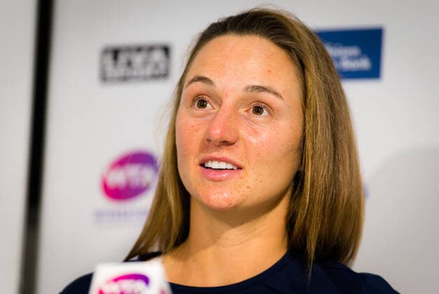 November 11, 2020, Linz, AUSTRIA: Nadia Podoroska of Argentina talks to the media after winning her first-round match at the 2020 Upper Austria Ladies Linz WTA, Tennis Damen International tennis tournament against Irina-Camelia Begu of Romania Linz AUSTRIA - ZUMAa181 20201111_zaa_a181_134 Copyright: xRobxPrangex