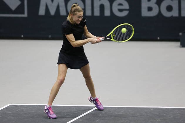 Aliaksandra Sasnovich, BLR, during first round of 2020 Upper Austria Ladies in Linz AUT, 11 11 2020; -