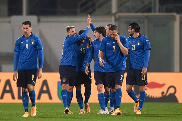 Photo LaPresse - Fabio Ferrari November 11, 2020 Firenze, Italy soccer Italy vs Estonia - Friendly match - & x2018;Artemio Franchi Stadium. In the pic:Vincenzo Grifo (Italy) celebrates after gol 1-0  Copyright: xFabioxFerrari LaPressex