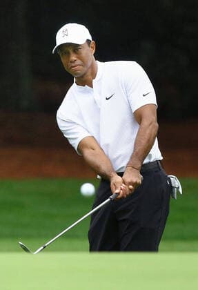 Golf: Masters Tournament Defending champion Tiger Woods plays a practice round at Augusta National Golf Club in Augusta, Georgia, on Nov. 11, 2020, a day before the Masters Tournament starts. 