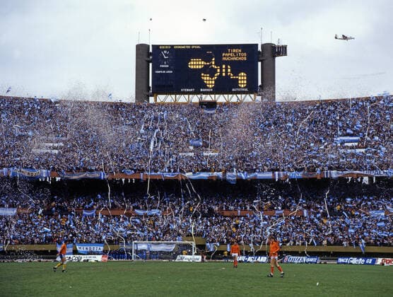 1 Jahr bis WM 2022: Historie, Stadien und Architektur 25.06.78 Argentinien - Niederlande Argentinien, Buenos Aires, 25.06.1978, Fussball, FIFA WM 1978 in Argentinien, Finale, Argentinien - Niederlande (3:1 n.V.): Estadio Monumental Übersicht.