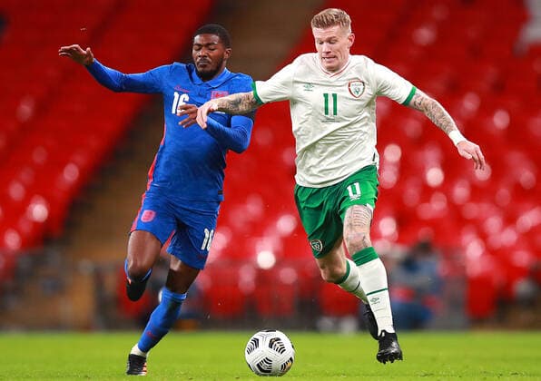 International Friendly, Länderspiel, Nationalmannschaft Wembley Stadium, London, England 12 11 2020 England vs Republic of Ireland Ireland s James McClean with Ainsley Maitland-Niles of England James McClean with Ainsley Maitland-Niles 12 11 2020  Copyright: x INPHO TommyxDicksonx AL6I5095