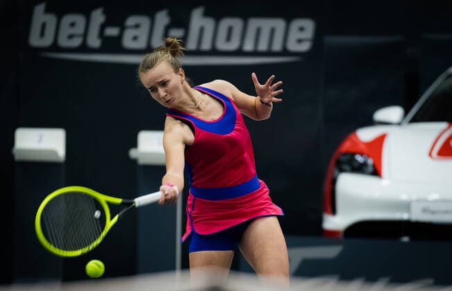 November 13, 2020, Linz, AUSTRIA: Barbora Krejcikova of the Czech Republic in action during the quarter-final of the 2020 Upper Austria Ladies Linz WTA, Tennis Damen International tennis tournament against Aliaksandra Sasnovich of Belarus Linz AUSTRIA - ZUMAa181 20201113_zaa_a181_040 Copyright: xRobxPrangex