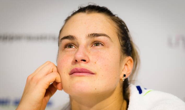 November 14, 2020, Linz, AUSTRIA: Aryna Sabalenka of Belarus talks to the media after winning the semi-final of the 2020 Upper Austria Ladies Linz WTA, Tennis Damen International tennis tournament against Barbora Krejcikova of the Czech Republic Linz AUSTRIA - ZUMAa181 20201114_zaa_a181_070 Copyright: xRobxPrangex