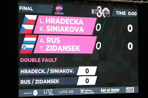 TENNIS - WTA, Tennis Damen Upper Austria Ladies Linz LINZ,AUSTRIA,15.NOV.20 - TENNIS - WTA Tour, Upper Austria Ladies Linz, final. Image shows the scoreboard. GEPAxpictures xManfredxBinder