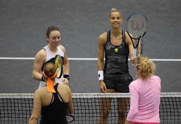 TENNIS - WTA, Tennis Damen Upper Austria Ladies Linz LINZ,AUSTRIA,15.NOV.20 - TENNIS - WTA Tour, Upper Austria Ladies Linz, final. Image shows Katerina Siniakova, Lucie Hradecka (CZE), Arantxa Rus (NED) and Tamara Zidansek (SLO). GEPAxpictures xManfredxBinder
