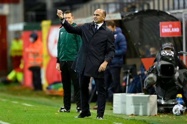 LEUVEN, BELGIUM - NOVEMBER 15 : Roberto Martinez head coach of Belgian Team issues instructions from the touchline during the UEFA Nations League match group stage final tournament - League A - Group 2 between Belgium and England on November 15, 2020 in Leuven, Belgium, 15 11 2020 ( Photo by Nico Vereecken Photo News FOOTBALL : UEFA Nations League - League A - Group 2 - Belgique vs Angleterre - 15 11 2020 PHOTONEWS PANORAMIC 