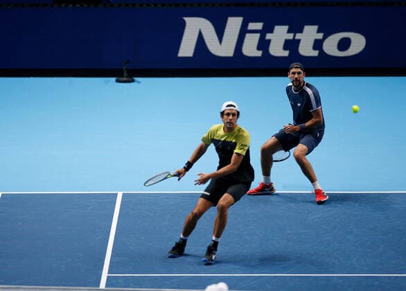 TENNIS - ATP, Tennis Herren Finals 2020 LONDON,ENGLAND,15.NOV.20 - TENNIS - ATP Finals, doubles. Image shows Marcelo Melo (BRA) and Lukasz Kubot (POL). GEPAxpictures xATPxTour xEllaxLi