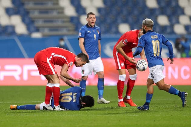 REGGIO EMILIA 15.11.2020 MECZ 5. KOLEJKA LIGA NARODOW GRUPA A1 SEZON 2020 21: WLOCHY - POLSKA --- 2020-21 UEFA NATIONS LEAGUE GROUP A1 FOOTBALL MATCH: ITALY - POLAND ROBERT LEWANDOWSKI ALESSANDRO BASTONI LORENZO INSIGNE FOT. PIOTR KUCZA FOTOPYK NEWSPIX.PL --- Newspix.pl  201115PYK0029