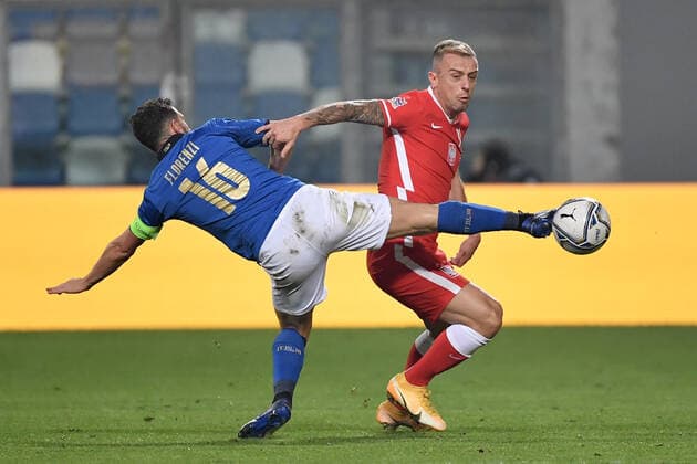 Francesco Acerbi of Italy during the Uefa Nation League Group Stage A1 football match between Italy and Poland at Citta del Tricolore Stadium in Reggio Emilia (Italy), November, 15, 2020. Photo Andrea Staccioli Insidefoto andreaxstaccioli