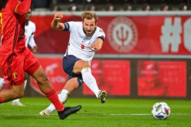 Sport Bilder des Tages LEUVEN, BELGIUM - NOVEMBER 15 : Harry Kane forward of England during the UEFA Nations League match group stage final tournament - League A - Group 2 between Belgium and England on November 15, 2020 in Leuven, Belgium, 15 11 2020 ( Photo by Vincent Kalut Photonews FOOTBALL : UEFA Nations League - League A - Group 2 - Belgique vs Angleterre - 15 11 2020 PHOTONEWS PANORAMIC 