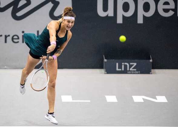 15.11.2020, TipsArena, Linz, AUT, WTA, Tennis Damen Tour, Upper Austria Ladies Linz, Finale, im Bild Aryna Sabalenka (BLR) during the final match of WTA Upper Austria Ladies Linz Tournament at the TipsArena in Linz, Austria on 2020 11 15.