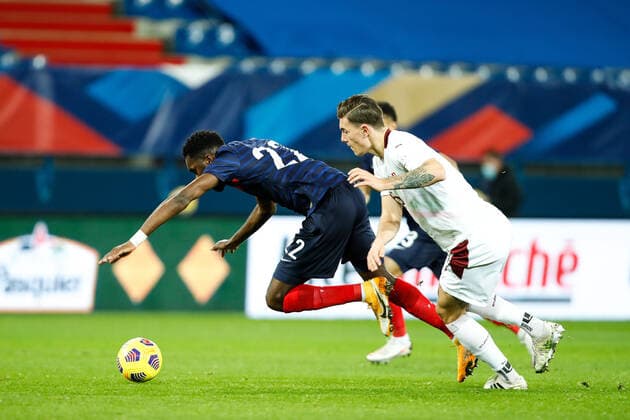Odssone Edouard ( France ) - Zesiger Cedric ( Suisse ) - FOOTBALL : France vs Suisse - Caen - 16 11 2020 FedericoPestellini Panoramic 
