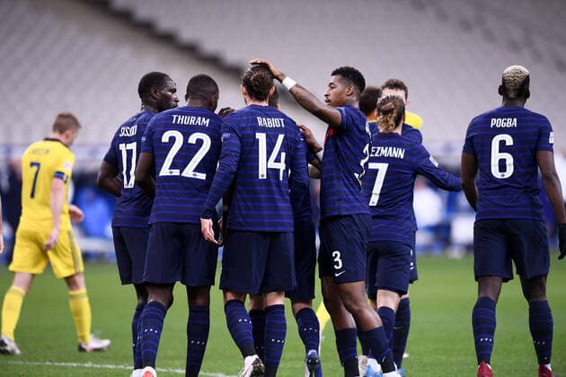 JOIE - FAIR PLAY - 03 PRESNEL KIMPEMBE (FRA) FOOTBALL : France vs Suede - Ligue des Nations - 17 11 2020 FEP Panoramic 
