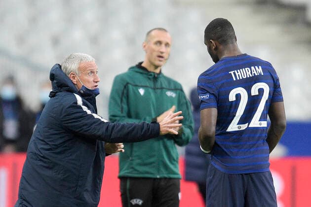 Didier Deschamps - Entraineur Selectionneur (France) Marcus Thuram (France) FOOTBALL : France vs Suede - Ligue des Nations - stade de France - 17 11 2020 JBAutissier Panoramic 