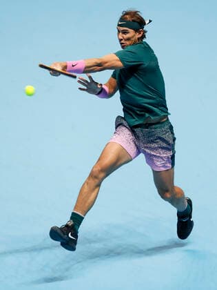 (201120) -- LONDON, Nov. 20, 2020 -- Rafael Nadal of Spain competes during the singles group match against Stefanos Tsitsipas of Greece at the ATP, Tennis Herren World Tour Finals 2020 in London, Britain, on Nov. 19, 2020. ) (SP)BRITAIN-LONDON-TENNIS-ATP FINALS-DAY 5 HanxYan 