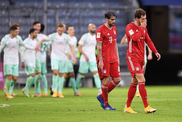 Bilder des Jahres 2020, Sport 11 November Sport Themen der Woche KW47 Fussball 1. Bundesliga Saison 20 21: FC Bayern Muenchen - SV Werder Bremen Fussball 1. Bundesliga Saison 2020 2021 8. Spieltag 21.11.2020 FC Bayern Muenchen - SV Werder Bremen Enttaeuschung FC Bayern Muenchen; Leon Goretzka und Javi Martinez (v.re.) FOTO: Markus Ulmer Pressefoto Ulmer Pool xxNOxMODELxRELEASExx DFL regulations prohibit any use of photographs as image sequences and or quasi-video. Muenchen Deutschland *** Football 1 Bundesliga Season 20 21 FC Bayern Muenchen SV Werder Bremen Football 1 Bundesliga Season 2020 2021 8 Matchday 21 11 2020 FC Bayern Muenchen SV Werder Bremen Disappointment FC Bayern Muenchen Leon Goretzka and Javi Martinez v re PHOTO Markus Ulmer Press Photo Ulmer Pool xxNOxMODELxRELEASExx DFL regulations prohibit any use of photographs as image sequences and or quasi video Munich Germany Poolfoto Ulmer Pool ,EDITORIAL USE ONLY