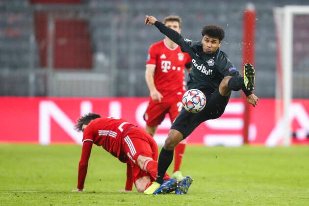 SOCCER - CL, Bayern vs RBS MUNICH,GERMANY,25.NOV.20 - SOCCER - UEFA Champions League, group stage, FC Bayern Muenchen vs Red Bull Salzburg. Image shows Karim Adeyemi (RBS). GEPAxpictures xJasminxWalter