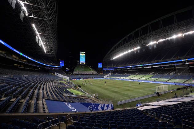 SEATTLE, WA - NOVEMBER 24: A look at the newly branded Lumen Field during a MLS, Fussball Herren, USA Cup Playoff match between the Seattle Sounders and LAFC on November 24, 2020, at Lumen Field in Seattle, WA. (Photo by Jeff Halstead Icon Sportswire) SOCCER: NOV 24 MLS Cup Playoffs Western Conference Round One - Los Angeles FC at Seattle Sounders FC Icon201124006
