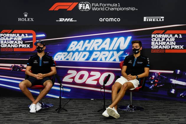 Motorsports: FIA Formula One World Championship, WM, Weltmeisterschaft 2020, Grand Prix of Bahrain Motorsports: FIA Formula One World Championship 2020, Grand Prix of Bahrain, 6 Nicholas Latifi (CAN, Williams Racing), 63 George Russell (GBR, Williams Racing),