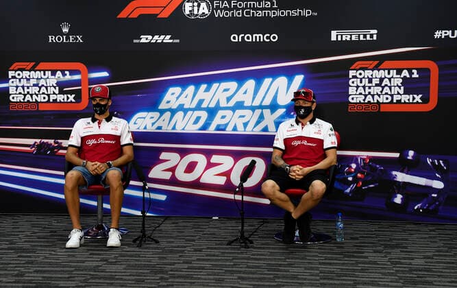 Motorsports: FIA Formula One World Championship, WM, Weltmeisterschaft 2020, Grand Prix of Bahrain Motorsports: FIA Formula One World Championship 2020, Grand Prix of Bahrain, 99 Antonio Giovinazzi (ITA, Alfa Romeo Racing ORLEN), 7 Kimi Raikkonen (FIN, Alfa Romeo Racing ORLEN),