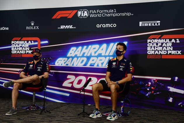 Motorsports: FIA Formula One World Championship, WM, Weltmeisterschaft 2020, Grand Prix of Bahrain Motorsports: FIA Formula One World Championship 2020, Grand Prix of Bahrain, 33 Max Verstappen (NLD, Aston Martin Red Bull Racing), 23 Alexander Albon (THA, Aston Martin Red Bull Racing),