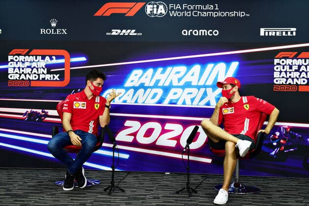 Motorsports: FIA Formula One World Championship, WM, Weltmeisterschaft 2020, Grand Prix of Bahrain Motorsports: FIA Formula One World Championship 2020, Grand Prix of Bahrain, 16 Charles Leclerc (MCO, Scuderia Ferrari Mission Winnow), 5 Sebastian Vettel (GER, Scuderia Ferrari Mission Winnow),