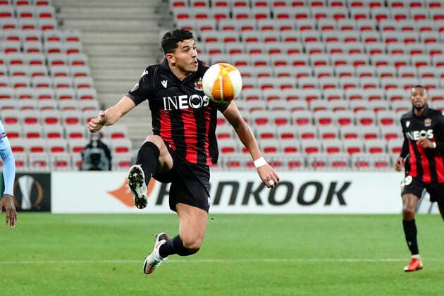 Youcef Atal (OGC Nice) FOOTBALL : OGC Nice vs Slavia Prague - Europa Ligue - Nice - 26 11 2020 NorbertScanella PanoramiC 