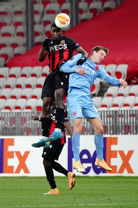 Stanley NSoki (OGC Nice) FOOTBALL : OGC Nice vs Slavia Prague - Europa Ligue - Nice - 26 11 2020 NorbertScanella PanoramiC 