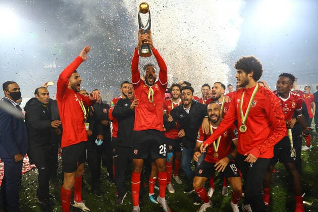 (201128) -- CAIRO, Nov. 28, 2020 -- Players of Egypt s Al Ahly celebrate during the trophy ceremony after the final match of the CAF Champions League in Cairo, Egypt, Nov. 27, 2020. ) (SP)EGYPT-CAIRO-FOOTBALL-CAF CHAMPIONS LEAGUE-FINAL AhmedxGomaa 