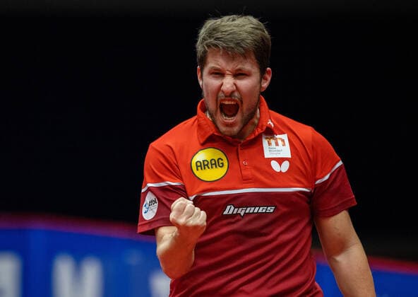 Kristian Karlsson (Düsseldorf) jubelt Borussia Düsseldorf - 1. FC Saarbrücken TT 29.11.2020, Tischtennis; 1. Bundesliga, Herren, Saison 2020 21 Foto: Moritz Müller Only for Editorial use