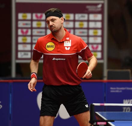 Tischtennis Bundesliga: Borussia Düsseldorf - 1. FC Saarbrücken TT 29.11.2020. Timo Boll (Bor. Düsseldorf) enttäuscht.