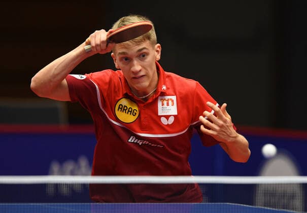Tischtennis Bundesliga: Borussia Düsseldorf - 1. FC Saarbrücken TT 29.11.2020. Anton Kaellberg (Bor. Düsseldorf) Aktion.