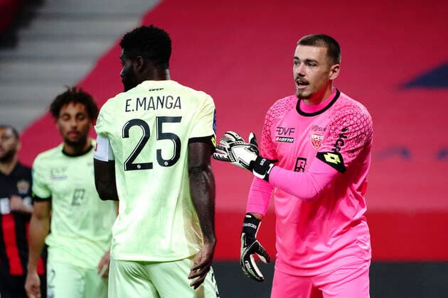 Anthony Racioppi (Dijon FCO) - Bruno Ecuele Manga (Dijon FCO) FOOTBALL : OGC Nice vs Dijon FCO - Ligue 1 Uber Eats - Nice - 29 11 2020 NorbertScanella PanoramiC 