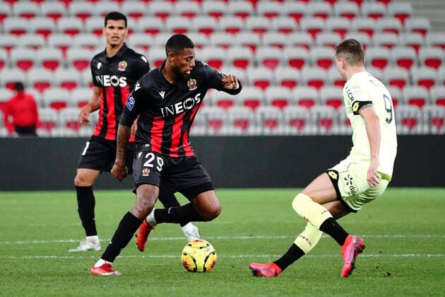 Jeff Reine Adelaide (OGC Nice) - Bersant Celina (Dijon FCO) FOOTBALL : OGC Nice vs Dijon FCO - Ligue 1 Uber Eats - Nice - 29 11 2020 NorbertScanella PanoramiC 