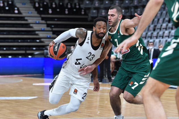 David Lighty (asvel) vs Eleftherios Bochoridis (panathinaikos) BASKETBALL : LDLC ASVEL vs Panathinaikos Athenes - Euroleague - 01 12 2020 FredericChambert Panoramic 