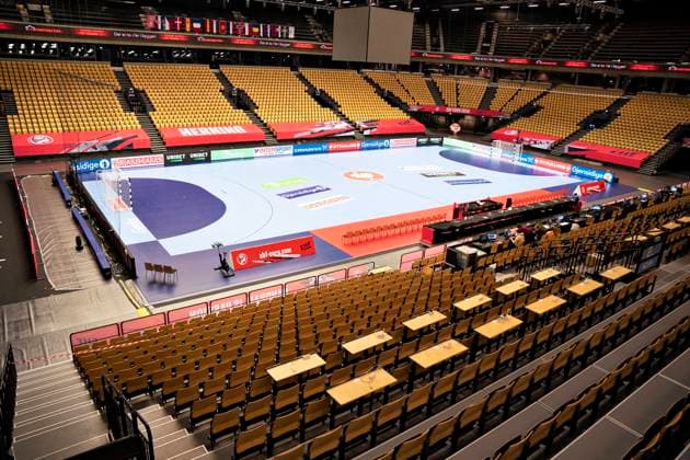 Jyske Bank Boxen klar til EM, onsdag den 2. december 2020. Torsdag starter gruppe B med 2 kampe, gruppe A med Danmark spiller fredag. Gruppe C og D spiller i Kolding samtidig.. , Herning Jutland Copyright: HenningxBagger HenningxBaggerx cop107 spdk20201202-143658-L