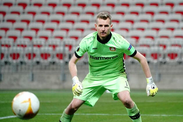 Lukas Hradecky (Bayer Leverkusen) FOOTBALL : OGC Nice vs Bayer Leverkusen - Europa Ligue - Nice - 03 12 2020 NorbertScanella PanoramiC 