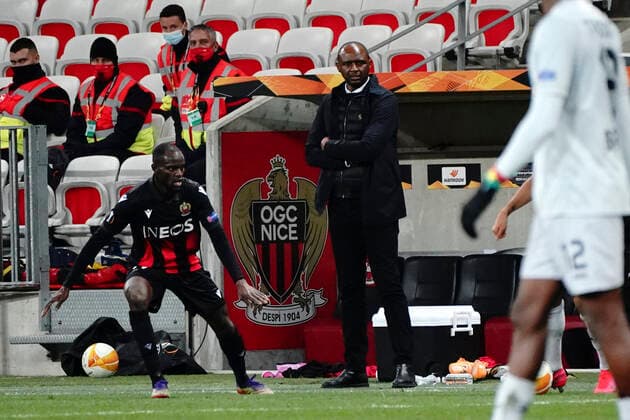 Patrick Vieira (entraineur de l OGC Nice) FOOTBALL : OGC Nice vs Bayer Leverkusen - Europa Ligue - Nice - 03 12 2020 NorbertScanella PanoramiC 