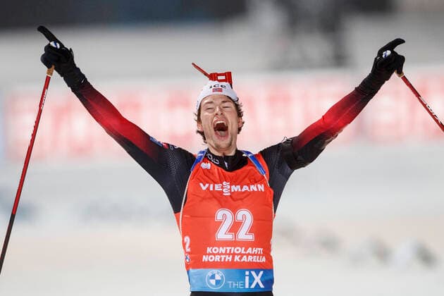 Bilder des Jahres 2020, Sport 12 Dezember Sport Themen der Woche KW49 Sturla Holm Laegreid (Norway) during Biathlon, IBU World Cup Men 12.5 km Pursuit at the Kontiolahti Biathlon Stadium on 05. December 2020 in Kontiolahti, Finland. (Tomi Hänninen Newspix24)  Copyright: xTomixHänninenx np24th05152484804