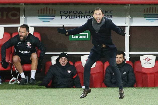 MOSCOW, RUSSIA - DECEMBER 5, 2020: FC Spartak Moscow s head coach Domenico Tedesco reacts in the 2020 2021 Russian Premier League Round 17 football match against FC Tambov at Otkritie Arena. Gavriil Grigorov TASS  TS0F088C